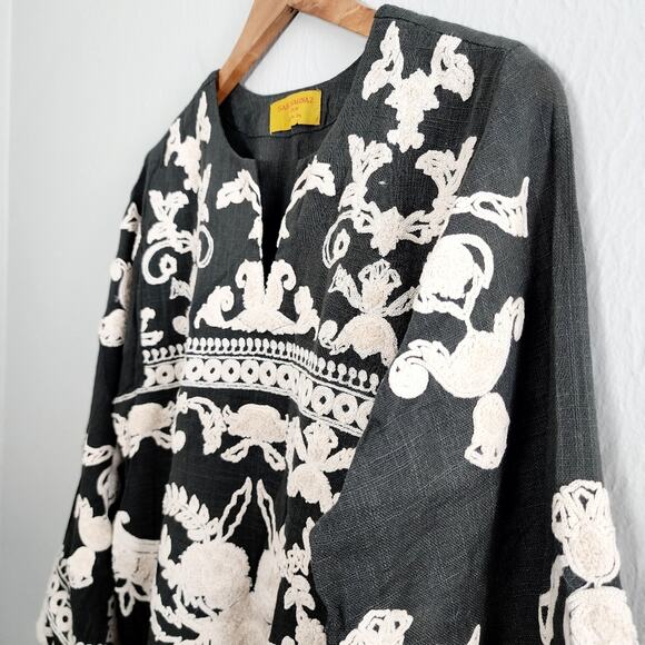 Sana Safinaz Floral Embroidered Tunic Midi Dress - Dark Grey - Size M - Picture 6 of 12